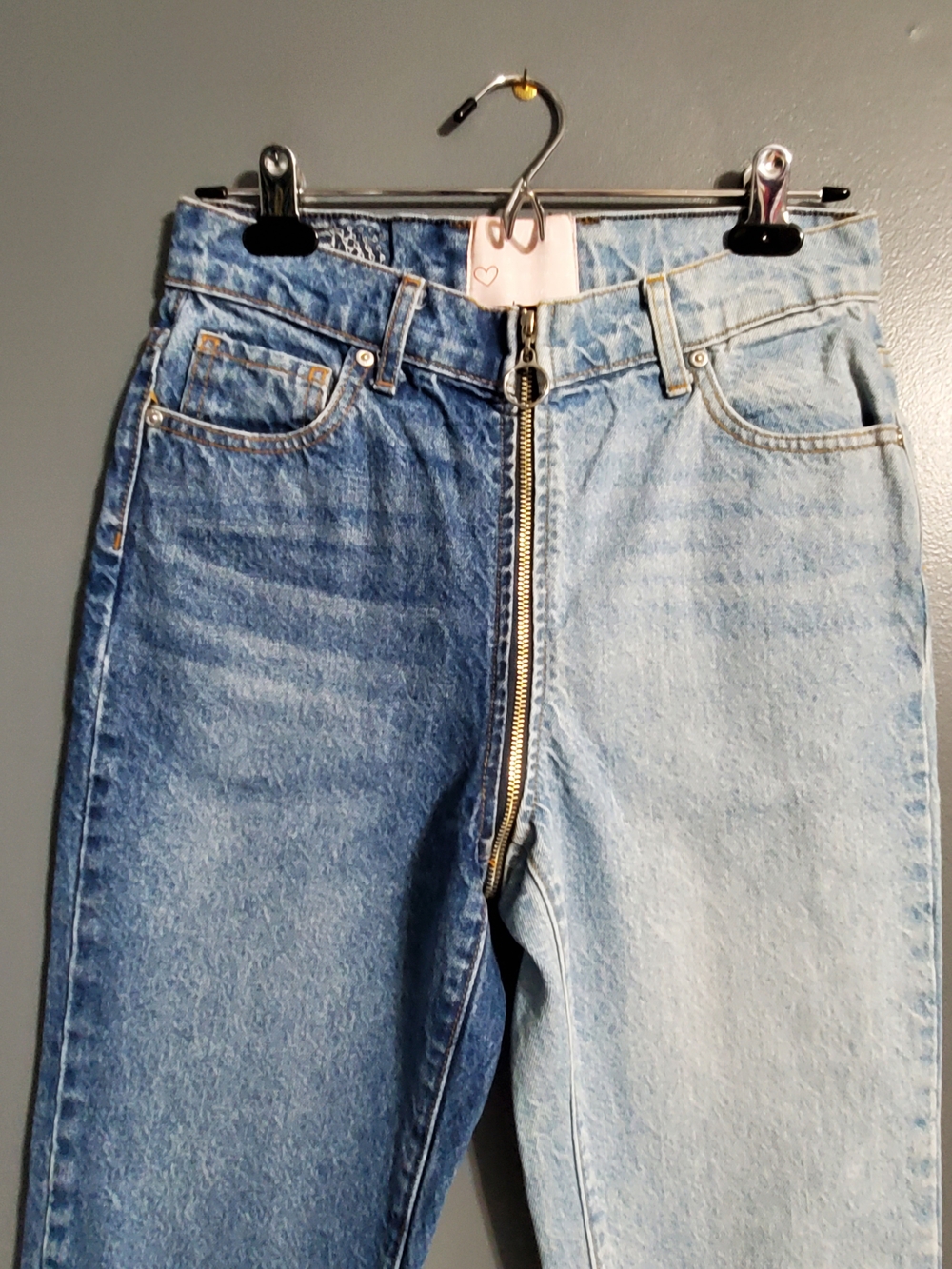 REVICE High-Rise Two-Tone Blue Zip-Front Jeans Cropped Women's Size 28 - Picture 2 of 10